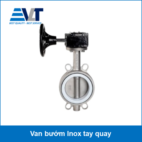 Van bướm Inox Teflon, tay quay